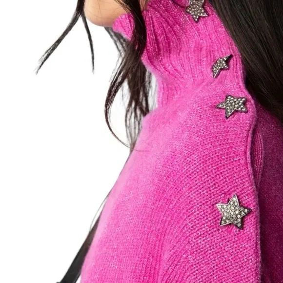 Zadig and Voltaire Alma Cashmere Wool Button Shoulder Sweater - Clematis size S - Picture 5 of 13